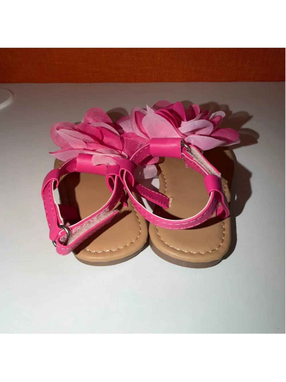Girls Flower Sandals Shoes  Pink Beige Size 5/6